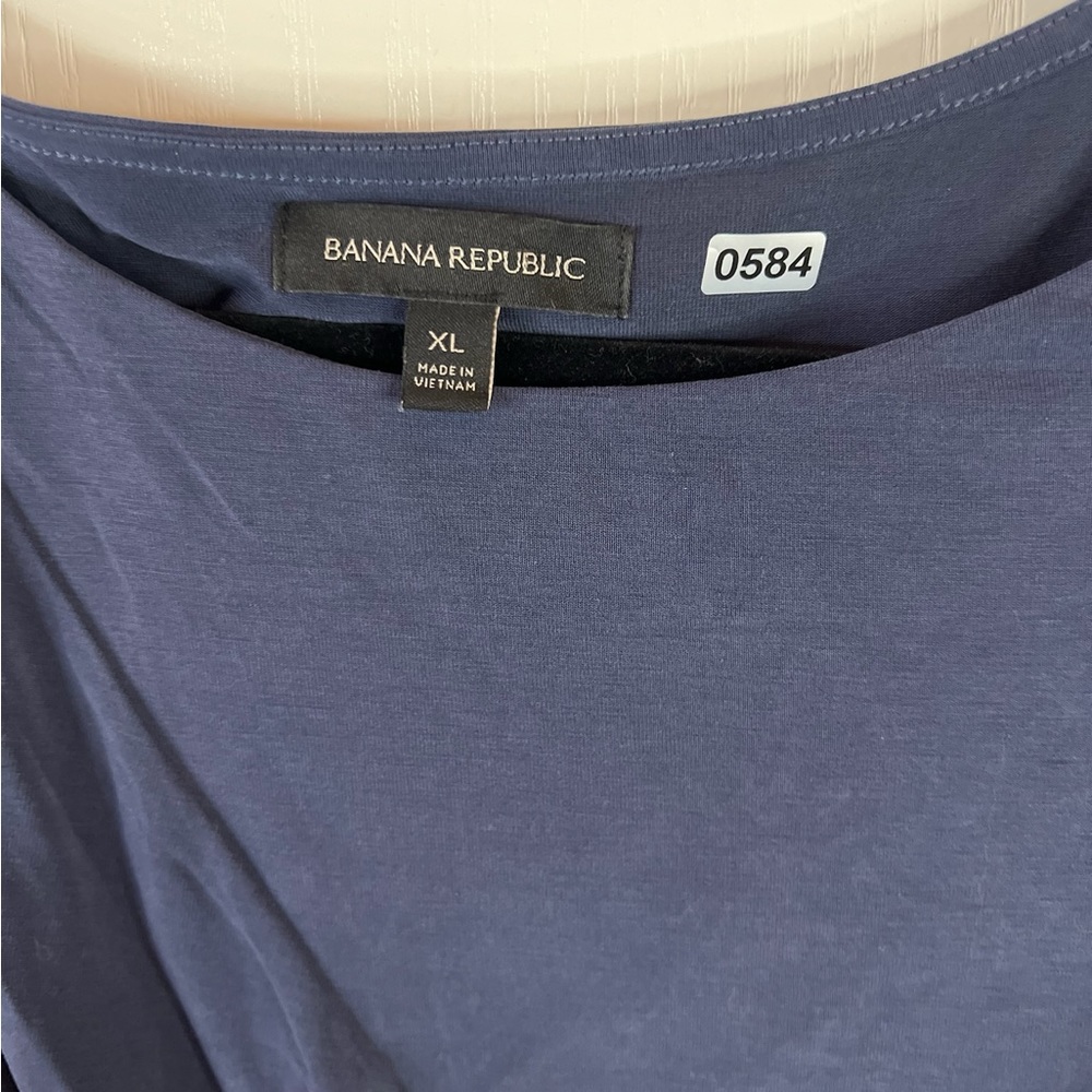 Banana Republic sz XL women's navy sandwash modal twist-front t-shirt dress 0584 - Picture 3 of 5